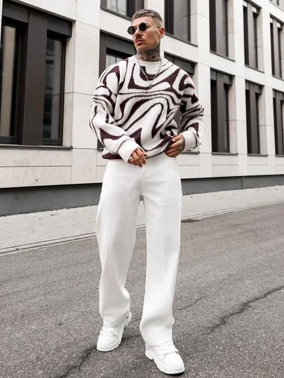 Artur Kramer 男士撞色圆领落肩休闲针织开衫，秋冬