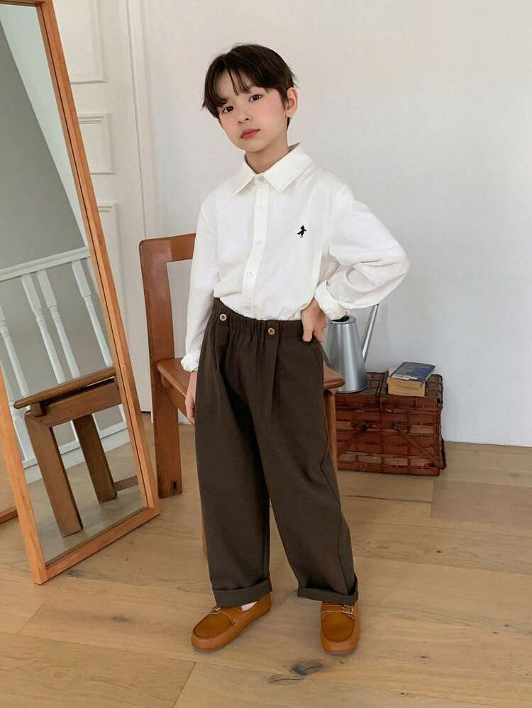 Tween Boy Casual Button Front Long Sleeve Shirt, Spring/Autumn