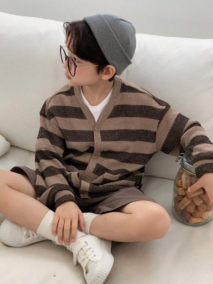 Tween Boy Casual Striped Button Front Jacket, Spring/Autumn