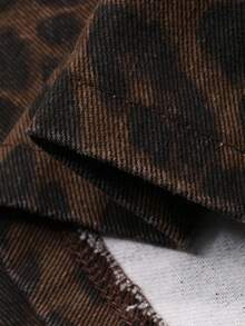 DAZY Women's Regular Waist Leopard Print A-Line Casual Denim Mini Skirt Y2k - Brown - View 7