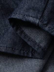 DAZY 女士荷叶边腰带系带休闲牛仔长连衣裙，度假风 - 深色水洗藍 - 查看 7