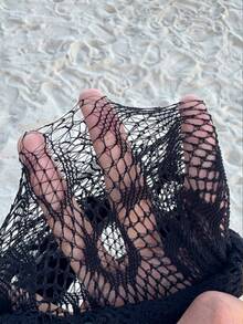 Swim SXY 女士性感镂空无袖罩衫套装 - 黑色 - 查看 6