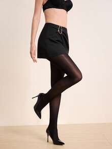 Hourtrue 1双女士性感透明黑色连裤袜，时尚简约 - 黑色 - 查看 3