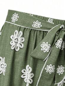 Franclia 大码女式优雅印花A字裙 长裙 女式印花长裙 夏季长裙 波西米亚风长裙 印花裙 女式裙子 绿色印花裙 女士长裙 女士端庄长裙 - 薄荷綠 - 查看 3