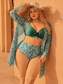 Swim Vcay 2026夏季新款三件套高级沙滩泳装女装 - 綠色 - 查看 5