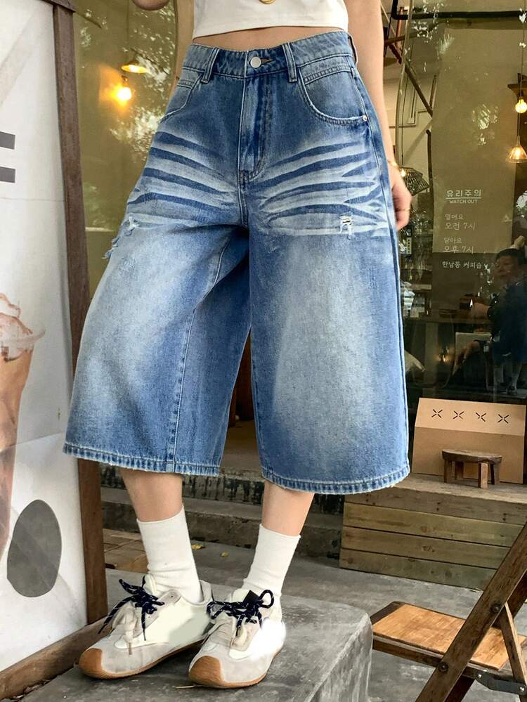 Women's Low Waist Casual Washed Denim Shorts Jorts