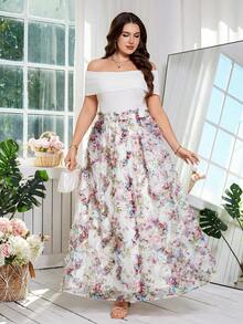 Reflora 大码女式碎花优雅半身裙，适合度假穿着 - 彩色 - 查看 6