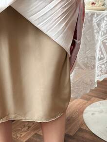 DAZY Bộ đồ 2 mảnh thanh lịch gồm áo không tay và chân váy dài nhuộm màu mực loang dành cho nữ, thích hợp cho mùa xuân/hè. - Hồng - Xem 7