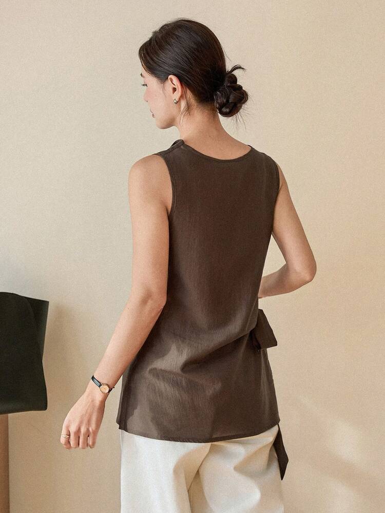 Women's Casual Commuter Solid Color Scoop Neck Camisole, Summer Business Casual Woman