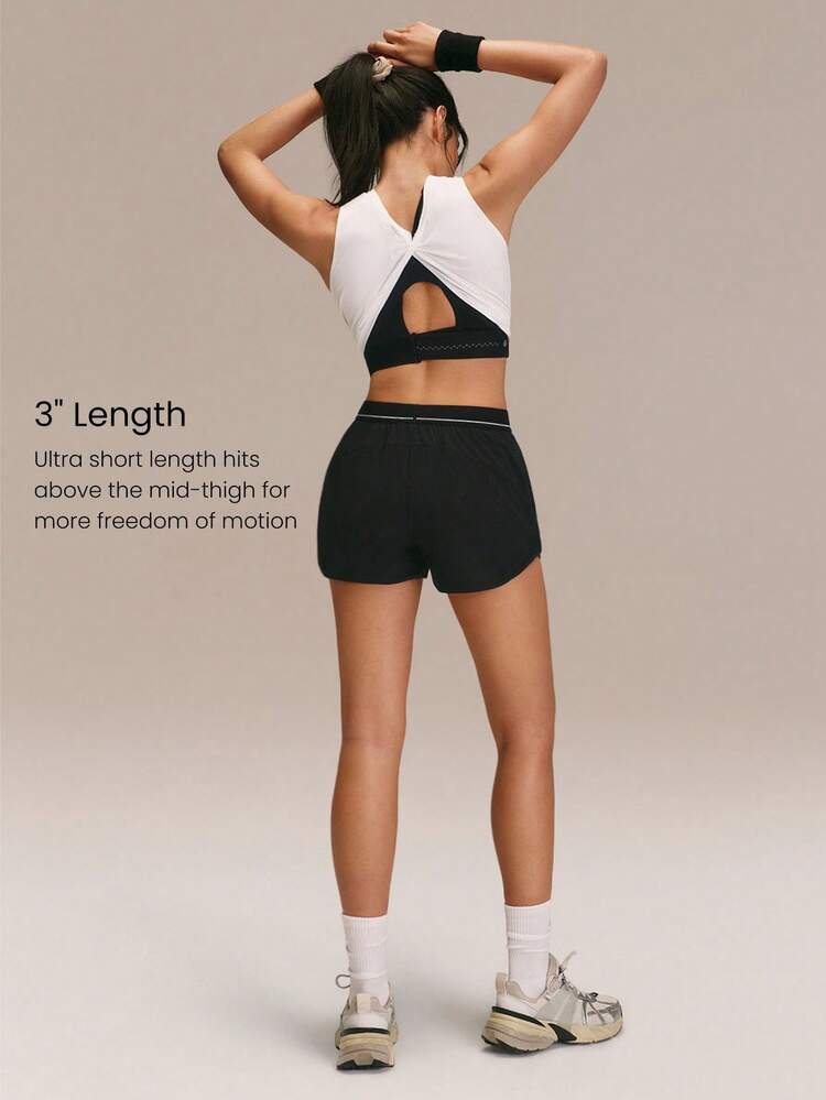 3.0'' VitalSwift Glow For Miles High-Waist Lightweight Quick-Dry Elastic Adjustable Drawstring Side Split Hem Reflective Strips Built-In Briefs Running Shorts Training Tennis Workout Daily Active Wear