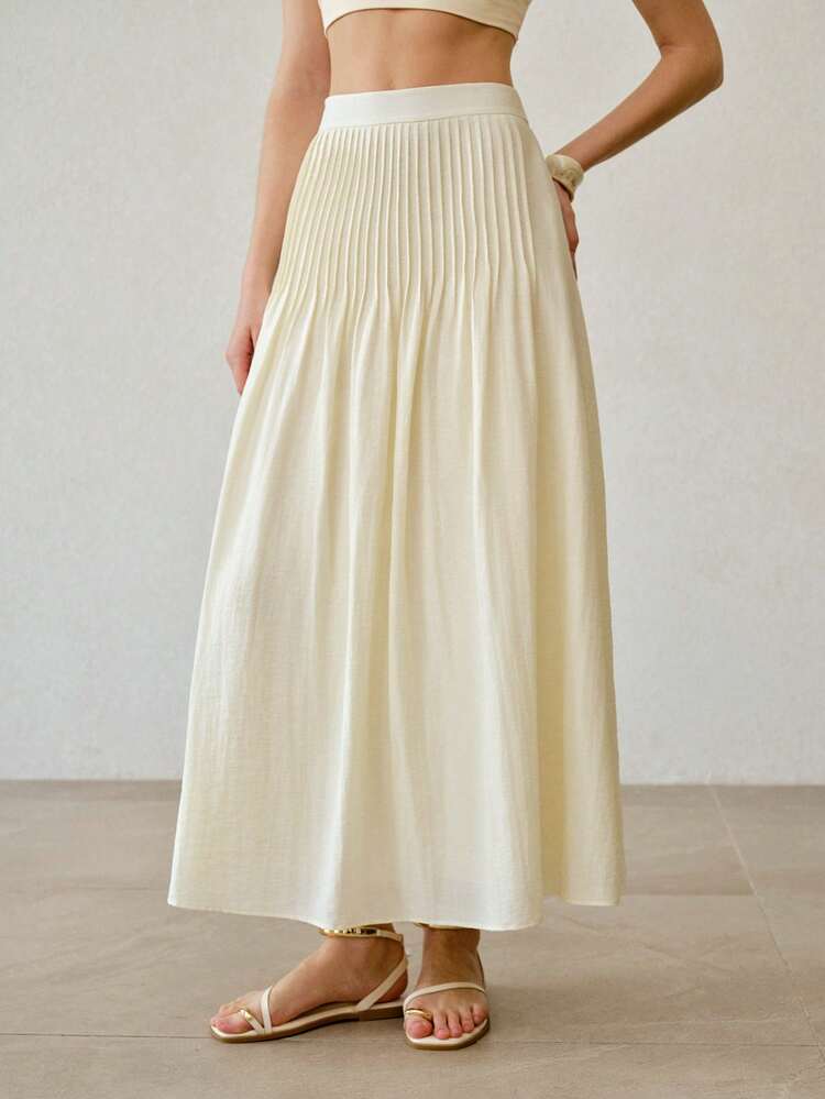 ELEGANT PLEATED ELASTIC WAIST SKIRT
