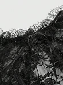 ROMWE Goth Plus Size Romantic Lace Bell Sleeve Cropped Cardigan (Dress Outerwear) - Black - View 3