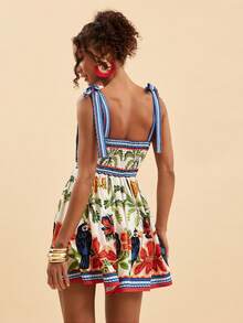 Travachic 春夏度假风梭织印花系带迷你连衣裙（女款） - 彩色 - 查看 7