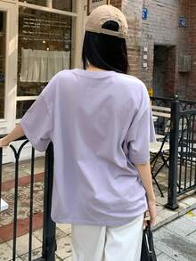 DAZY 女士休闲狗狗印花短袖T恤，夏季 - 紫色 - 查看 7