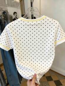 Resyla 女士夏季休闲度假通勤柠檬刺绣波点印花饰边短袖T恤 - 彩色 - 查看 2