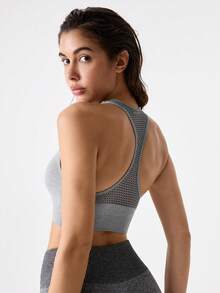 Loungeista EMUPER 一体式拉链无缝运动文胸，带可拆卸胸垫 - 灰色 - 查看 10