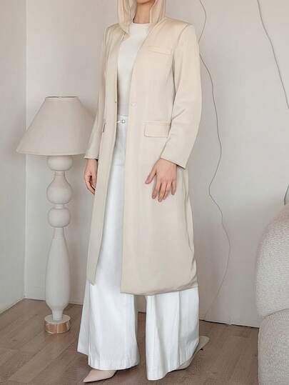 DAZY 女士休闲纯色V领薄款外套，带假口袋，春夏款