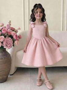 1件女童时尚甜美提花连衣裙，新款夏季款式 - 粉色 - 查看 1