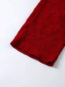 SHEIN 少女纯色系带吊带背心和裤子度假休闲套装 - 紅色 - 查看 8