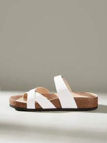 Solecia Sandalias casuales de playa con hebilla ajustable para mujer para Navidad - Espejo blanco - Ver 6