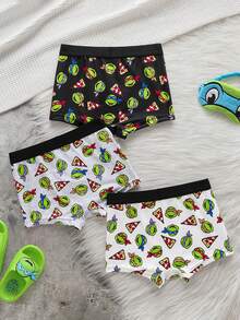 TEENAGE MUTANT NINJA TURTLES | SHEIN Quần lót boxer in hình hoạt hình dễ thương dành cho bé trai - Đen và trắng - Xem 2