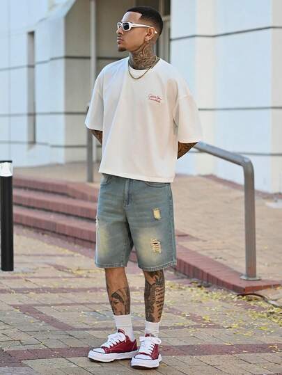 Devon Thys 男士彩色夏季水果印花宽松 T 恤，舒适