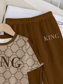 SHEIN Young Boy Casual College Style Simple Versatile Letter Print Crew Neck Short Sleeve T-Shirt Loose Comfortable Versatile Suitable For Outings School Vacation Gatherings Sports Suitable For Spring Summer - Multicolor - View 5