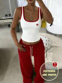 Rovax 女士心形图案褶皱修身休闲日常上衣 - 彩色 - 查看 4