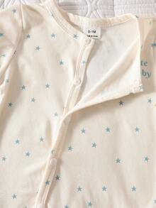 SHEIN 三件套夏季新生女婴套装，杏色蓝色多色字母印花连体衣，休闲可爱 - 藍色 - 查看 6