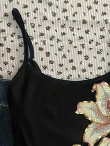 Teen Girl Floral Pattern Casual Versatile Daily Wear Camisole Top - Multicolor - View 5