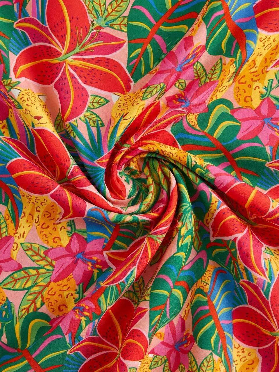 Plus Size Women Floral Print Kimono Cover Up And Shorts 2 Pieces Set,Red Sequin,Summer,Boho,Vacation,Holiday Tropical Beach Outfits Spring Clothes