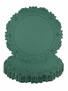 1件/6件装加厚复古花卉皮革餐垫，可水洗圆形隔热垫，适用于餐厅、酒店、家庭 - 綠色 - 查看 7