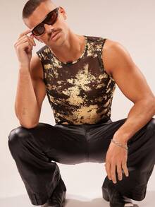 FeverCity 男士金箔图案无袖连体裤 - 彩色 - 查看 2