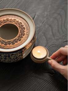 Cirelle 陶瓷茶壶保温器 - 优雅的烛光加热架，可保持茶水温度，是下午茶必备佳品和餐桌装饰品 - 彩色 - 查看 9