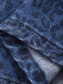 Hapijoa 少女豹纹口袋阔腿宽松休闲牛仔裤 - 藍色 - 查看 8