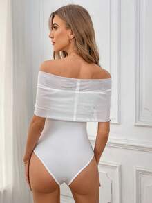 Firerie 女式網眼露肩珍珠白色連身衣 - 白色 - 查看 4