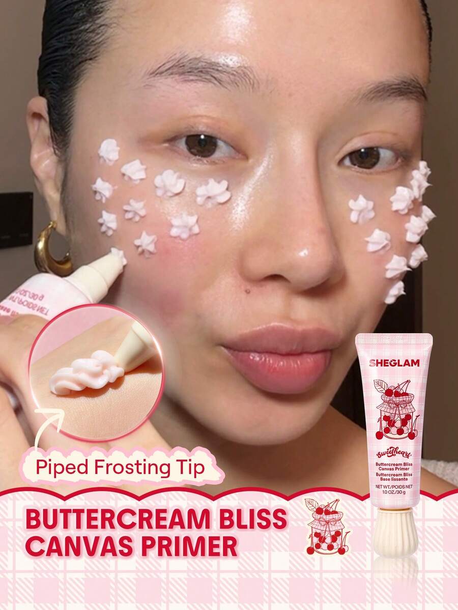 SHEGLAM Sweetheart Collection Buttercream Bliss Canvas 妝前乳 品牌 美容 化妝 化妝品 適合女性與女孩 完美搭配夏季春季 Y2K 時尚 流行 生日 母親節禮物 假期 派對準備就緒 最佳顏色 - 淺粉色 - 查看 1