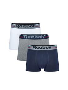 Reebok 3 طقم سراويل داخلية رجالية - كحلي/رمادي مارل/أبيض - مشاهدة 1