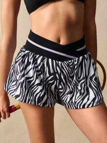 VARSIVA 斑马纹拼接宽松运动短裤 - 彩色 - 查看 6