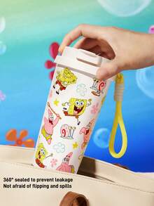 SpongeBob SquarePants | SHEIN 500毫升/16盎司真空隔热不锈钢杯，配1个防漏盖，适用于冷热饮，适用于大多数车载杯架 - 白色 - 查看 4