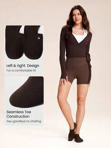 GLOWMODE 3 Pairs Invisible No-Show Socks Walk A Mile Soft Grip Daily Studio Workout Gym - Khaki + brown + dark coffee - View 4