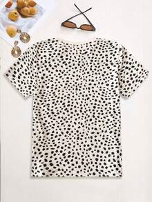 EMERY ROSE Women's Fashion: Relaxed Seating Posture, Asymmetrical Embellishments, Short-Sleeved T-Shirt, Summer Graphic T-Shirt, And Top. - Multicolor - View 2