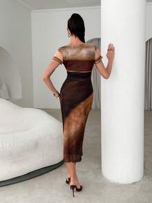 Lavishia 女士时尚印花短袖连衣裙，春夏款 - 彩色 - 查看 2