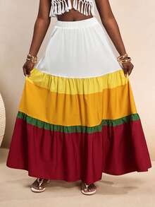 BamGleam Women's Pleated Elastic Waist Casual Versatile Daily Wear Skirt - Multicolor - View 1