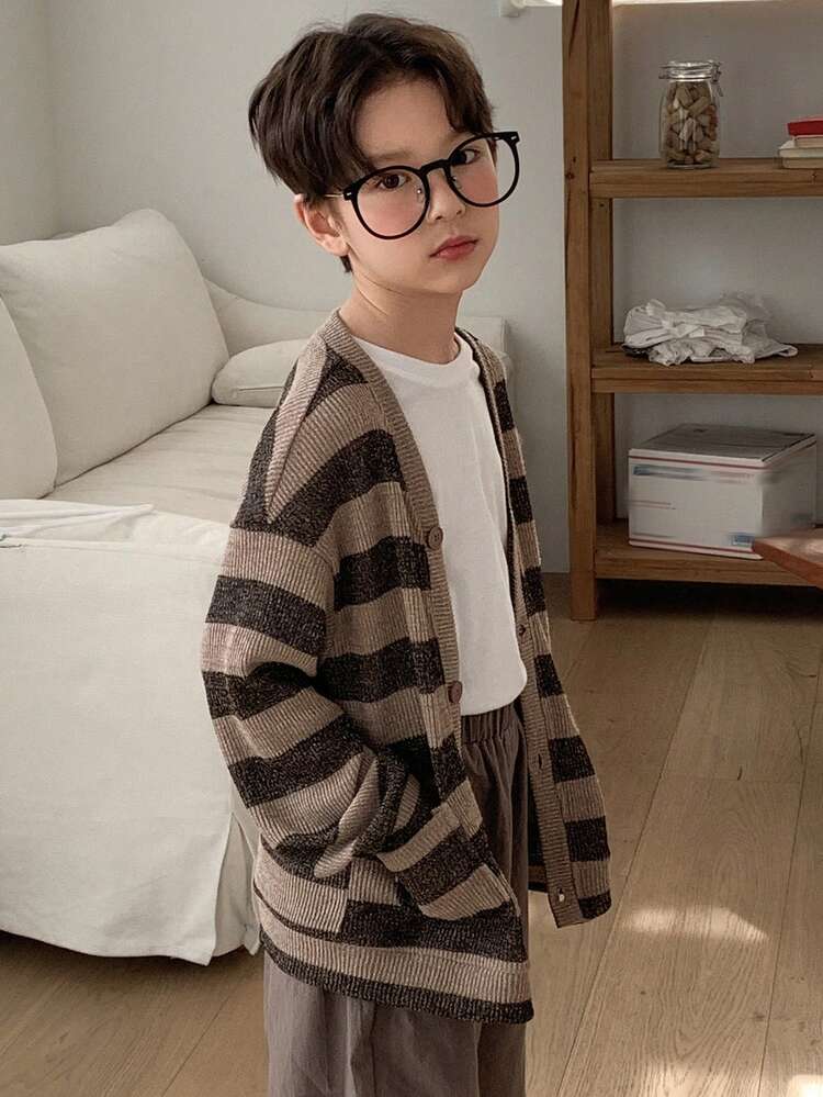 Tween Boy Casual Striped Button Front Jacket, Spring/Autumn