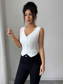 Elenzga Women's Elegant Backless Bow Tie Faux Pocket Camisole - White - View 5