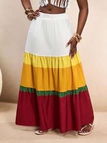 BamGleam Women's Pleated Elastic Waist Casual Versatile Daily Wear Skirt - Multicolor - View 3