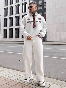 Artur Kramer 男士针织休闲宽松长袖二合一保暖内衬卫衣，适合秋冬季节，情侣款 - 淺灰色 - 查看 1