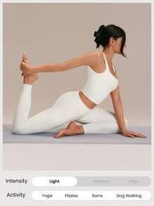 GLOWMODE Áo ngực thể thao FeatherFit™ gân nổi, mềm mại, cổ vuông, thích hợp cho yoga, pilates, tập luyện nhẹ nhàng, mặc hàng ngày, có mút ngực tháo rời, mùa thu đông. - trắng - Xem 6