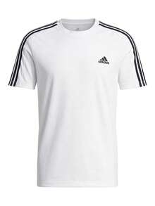Essentials Men's Single Jersey 3-Stripes T-Shirt White - White / Black - View 1